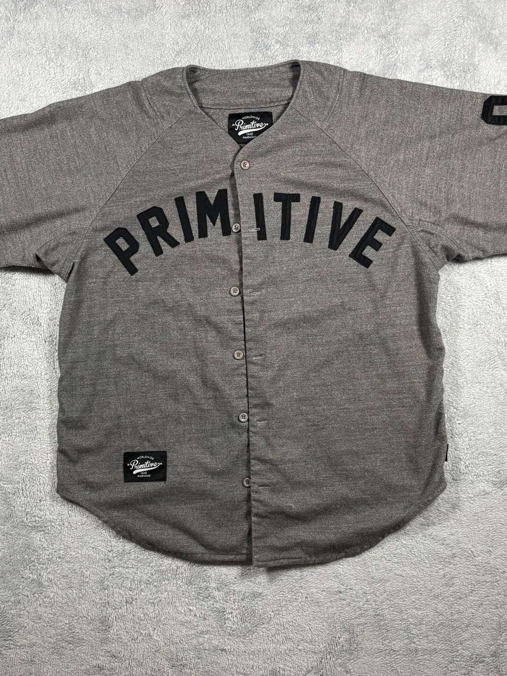 Primitive Men's Gray Baseball Jersey with‎ Black Lettering